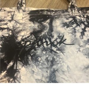 Pink duffel bag grey tie dye